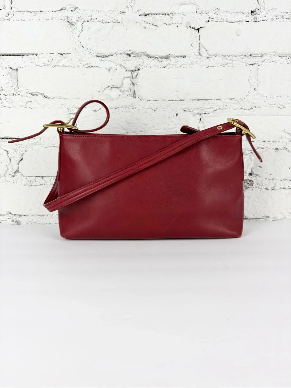 Coach Red Leather Shoulder Bag with Gold Hardware